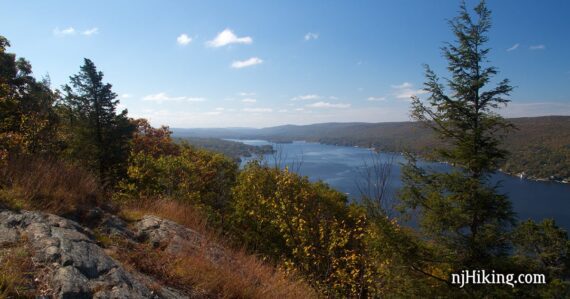 View of Greenwood Lake from Bare Rock viewpoint.