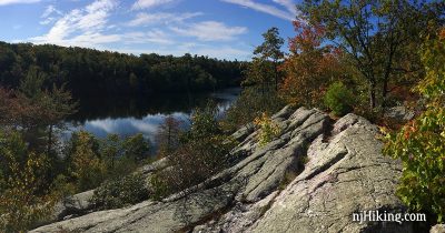 Terrace Pond with prominent rocks in the foreground