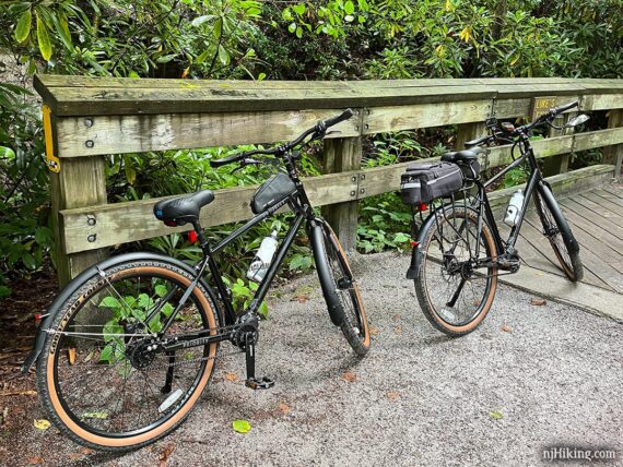 Two Priority 600 bikes on a rail-trail.