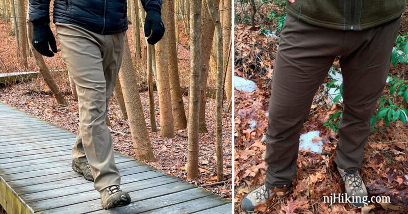 Hiker wearing hiking pants in the woods.