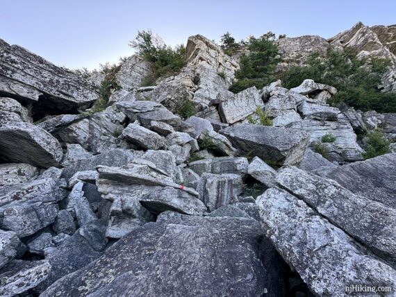 Looking up the Bonticou Crag rock scramble.