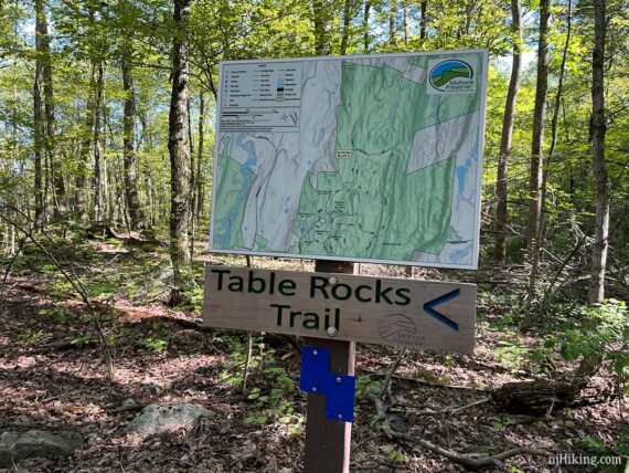 Trail sign and map for Table Rocks.