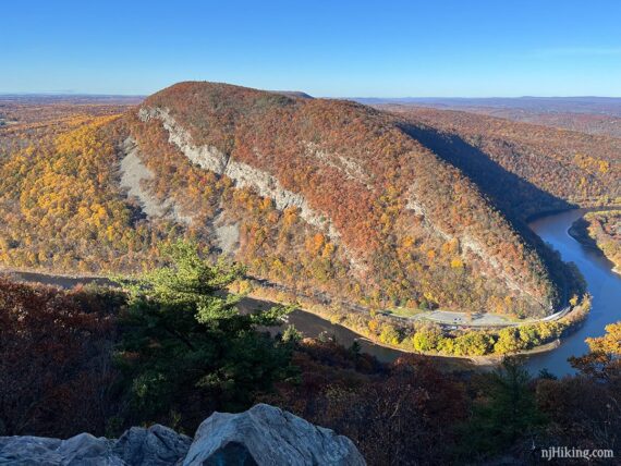 Mount Tammany with colorful fall foliage.