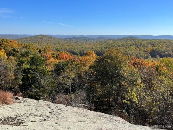 View of fall foliage from Overlook Rock in Norvin Green.